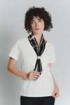 T-shirt Bianca con Foulard Nero e Beige Check woman Barone firenze - 2