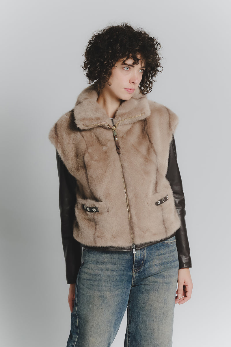 Gilet Melissa Nocciola woman Barone firenze - 1