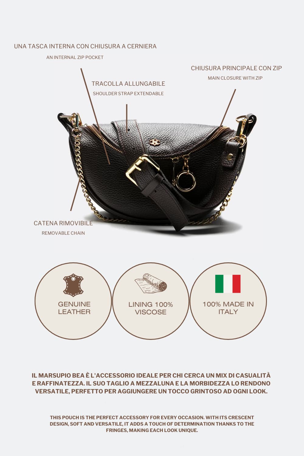Bea Pouch Dark Brown woman Barone firenze - 6