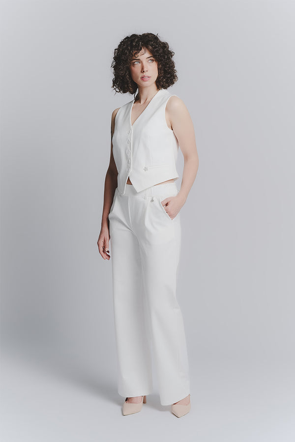 Pantalone Palazzo Shine Bianco woman Barone firenze