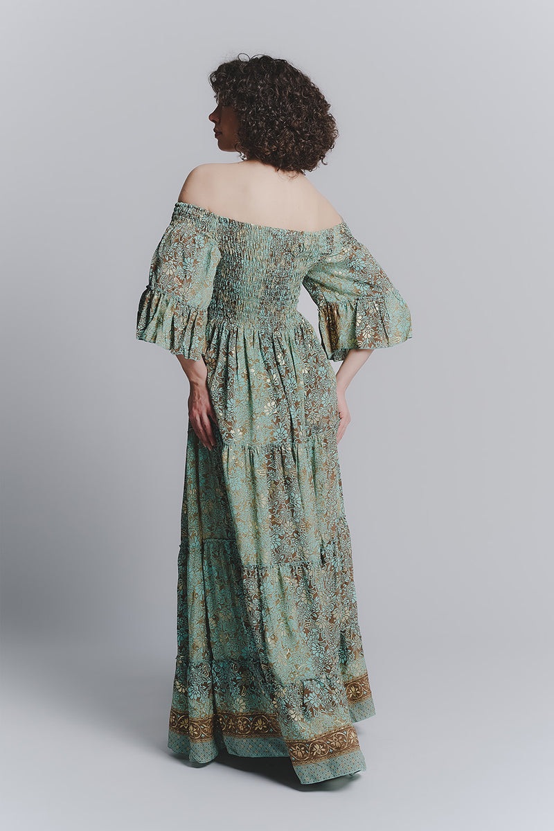 Short Turquoise Gypsy Dress woman Barone firenze - 3