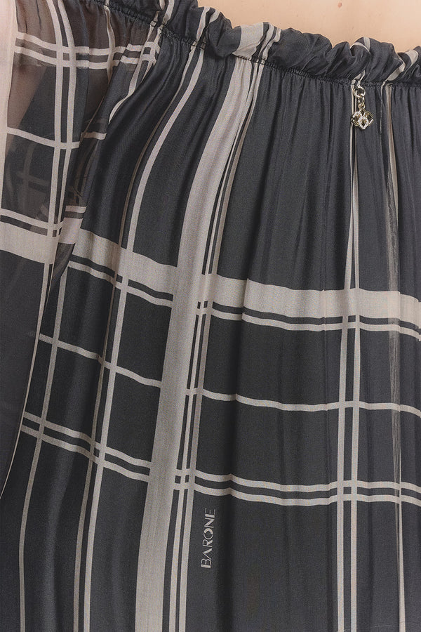 Black Silk Long Dress with Boat Neck woman Barone firenze
