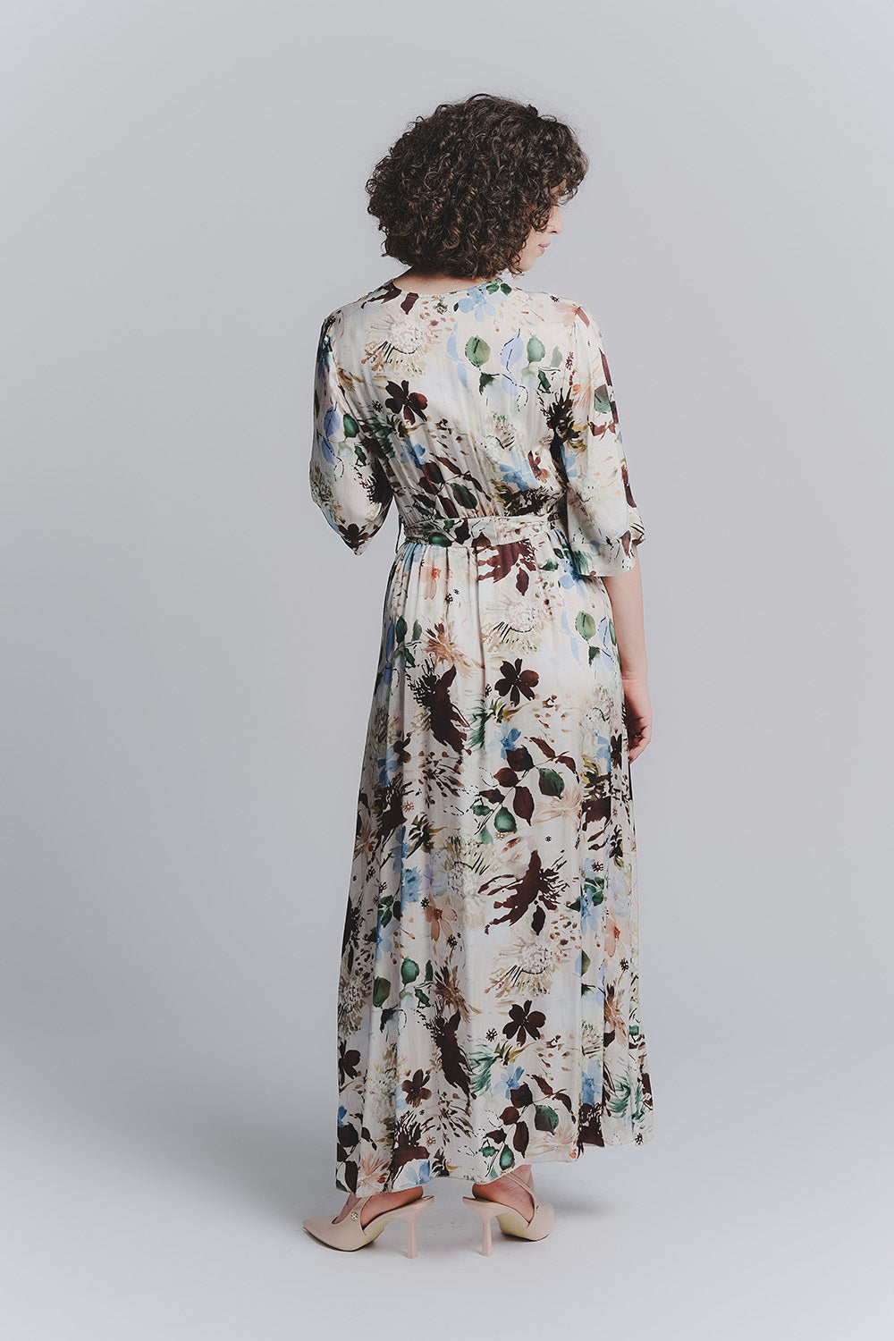 Abito Lungo Fiori Celeste woman Barone firenze - 2