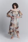 Silk Long Dress Panorama with Boat Neck woman Barone firenze - 1