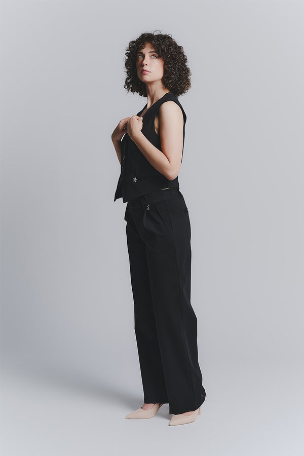 Pantalone Palazzo Shine Nero woman Barone firenze
