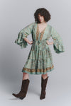 Abito Corto Gipsy Turchese Scollo a V woman Barone firenze - 2