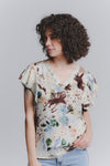 Sky Blue Floral Ruffled Sleeve Blouse woman Barone firenze - 1