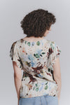 Sky Blue Floral Ruffled Sleeve Blouse woman Barone firenze - 2