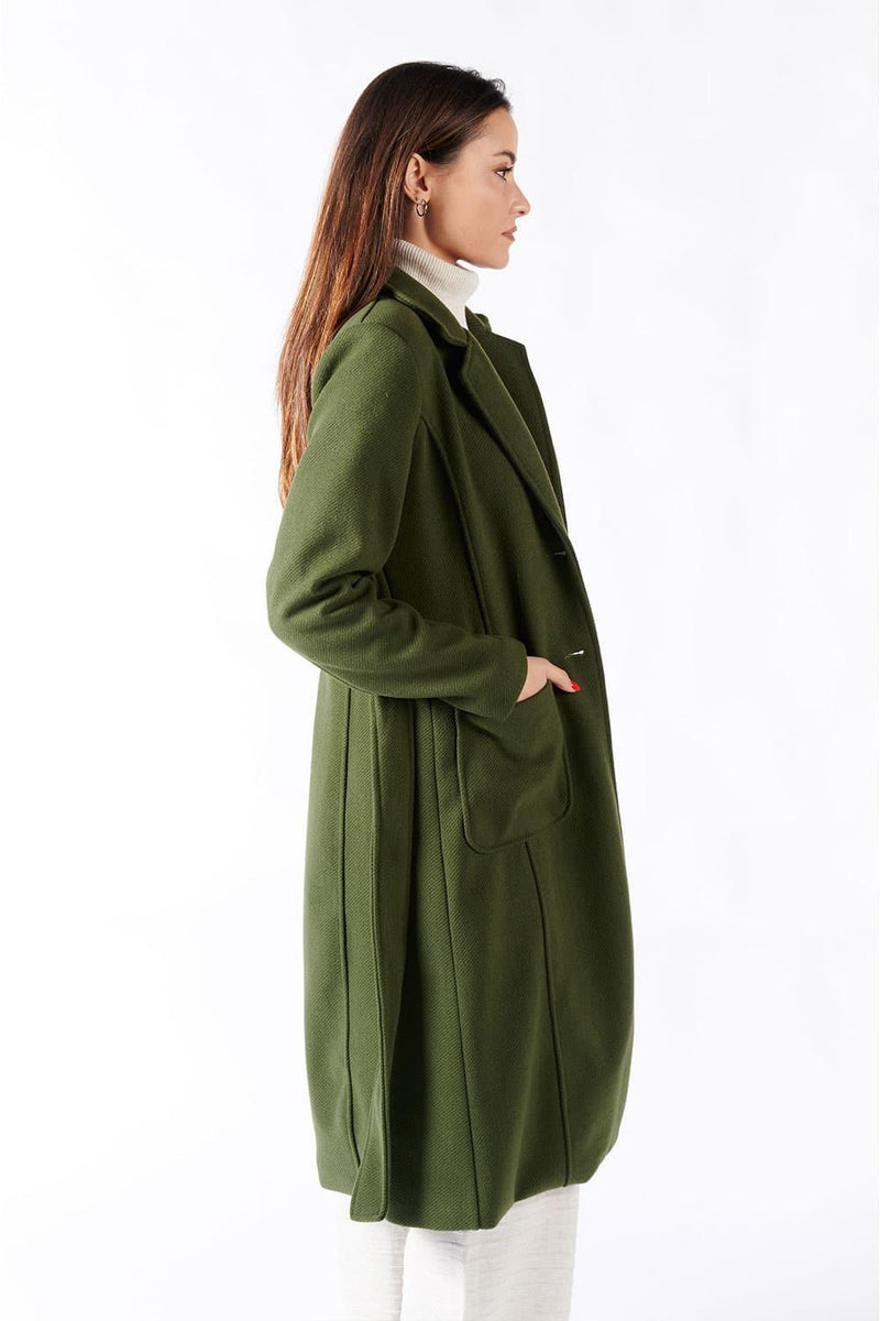 Green Long Coat With Belt woman Barone firenze - 5