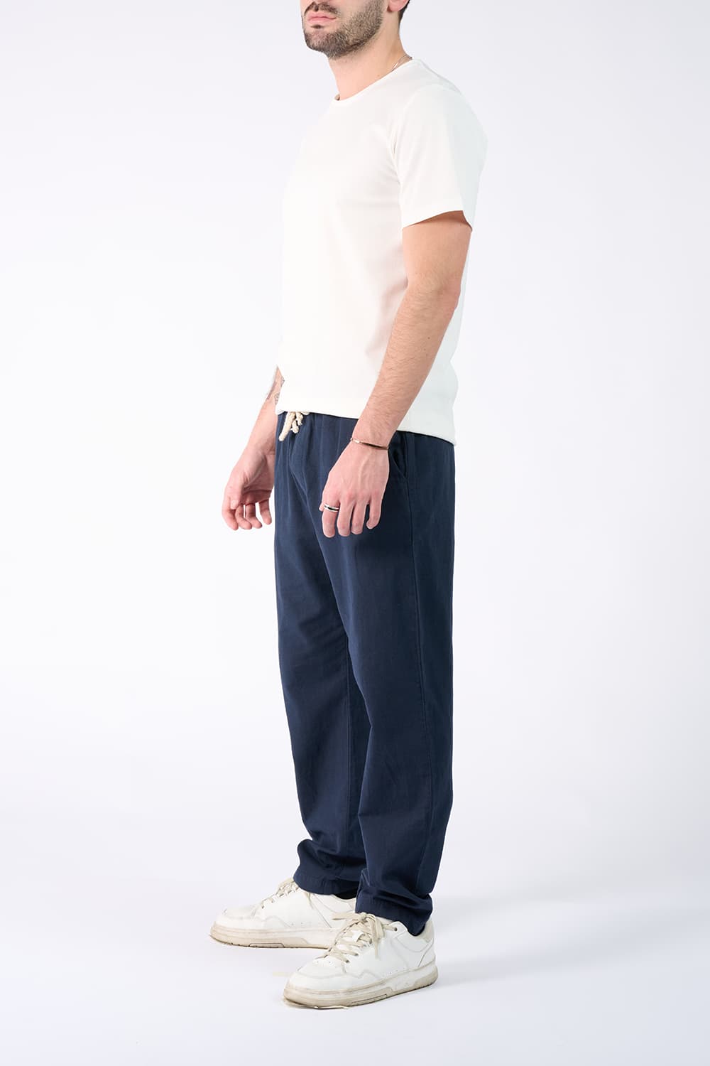 Linen Trousers with Elastic man Barone firenze - 3