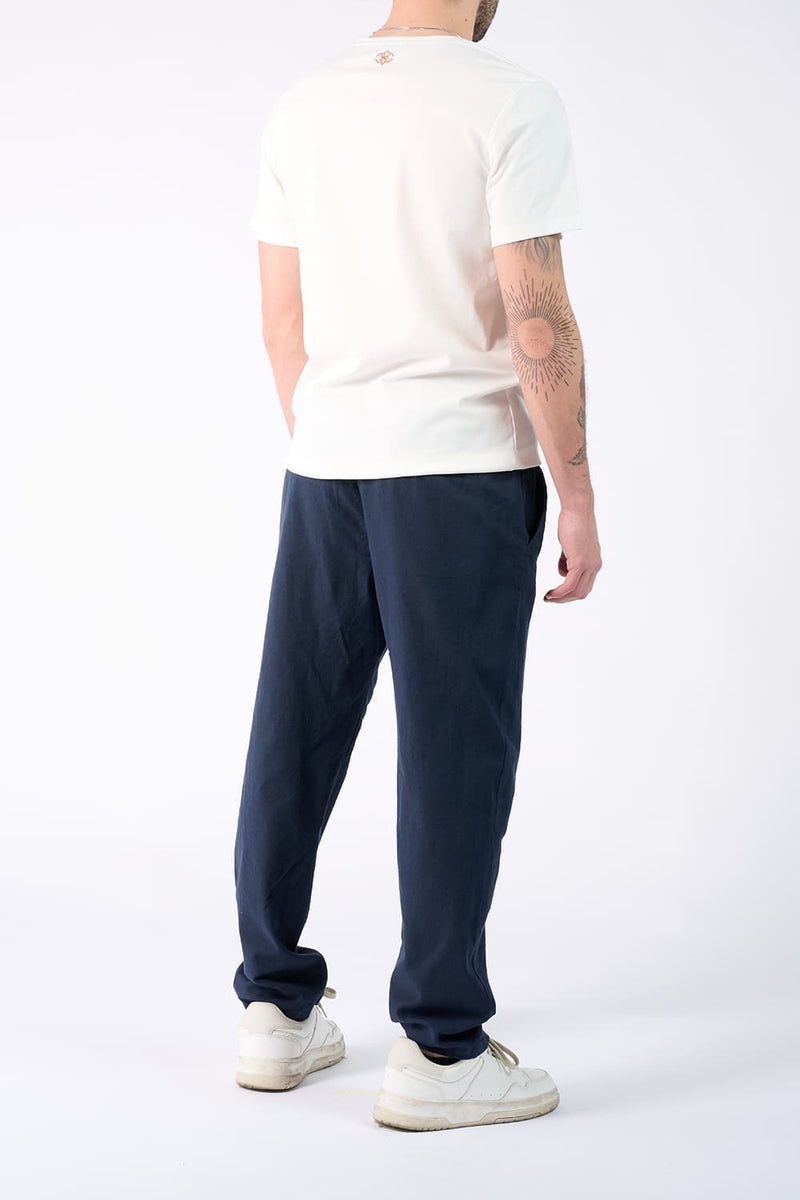 Linen Trousers with Elastic man Barone firenze - 4