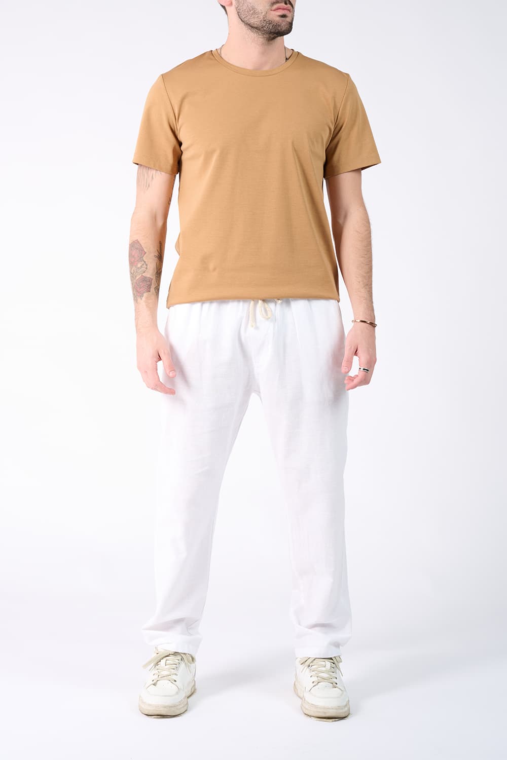 Linen Trousers with Elastic man Barone firenze - 2