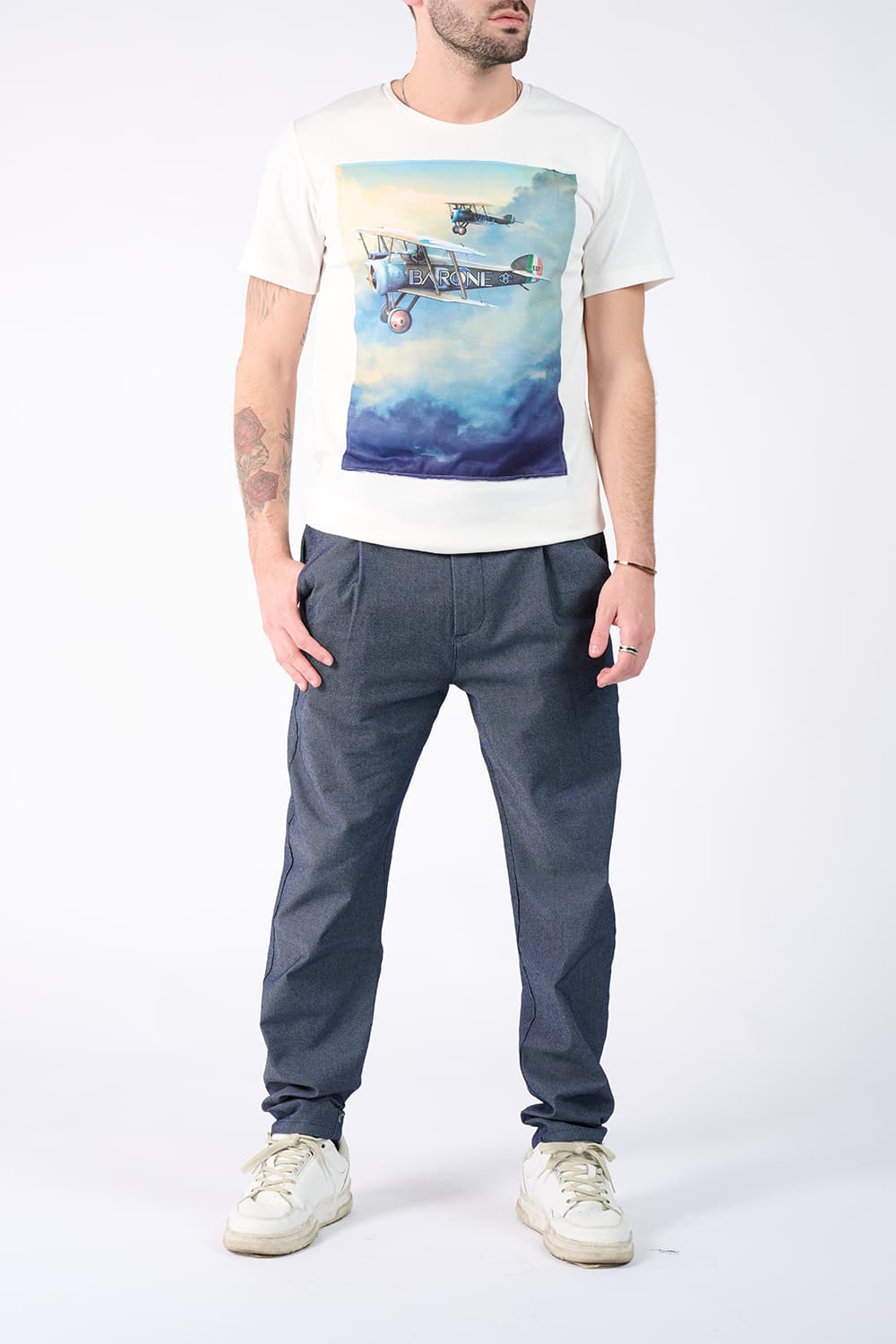 Men's T-Shirt Airplane Print man Barone firenze - 2