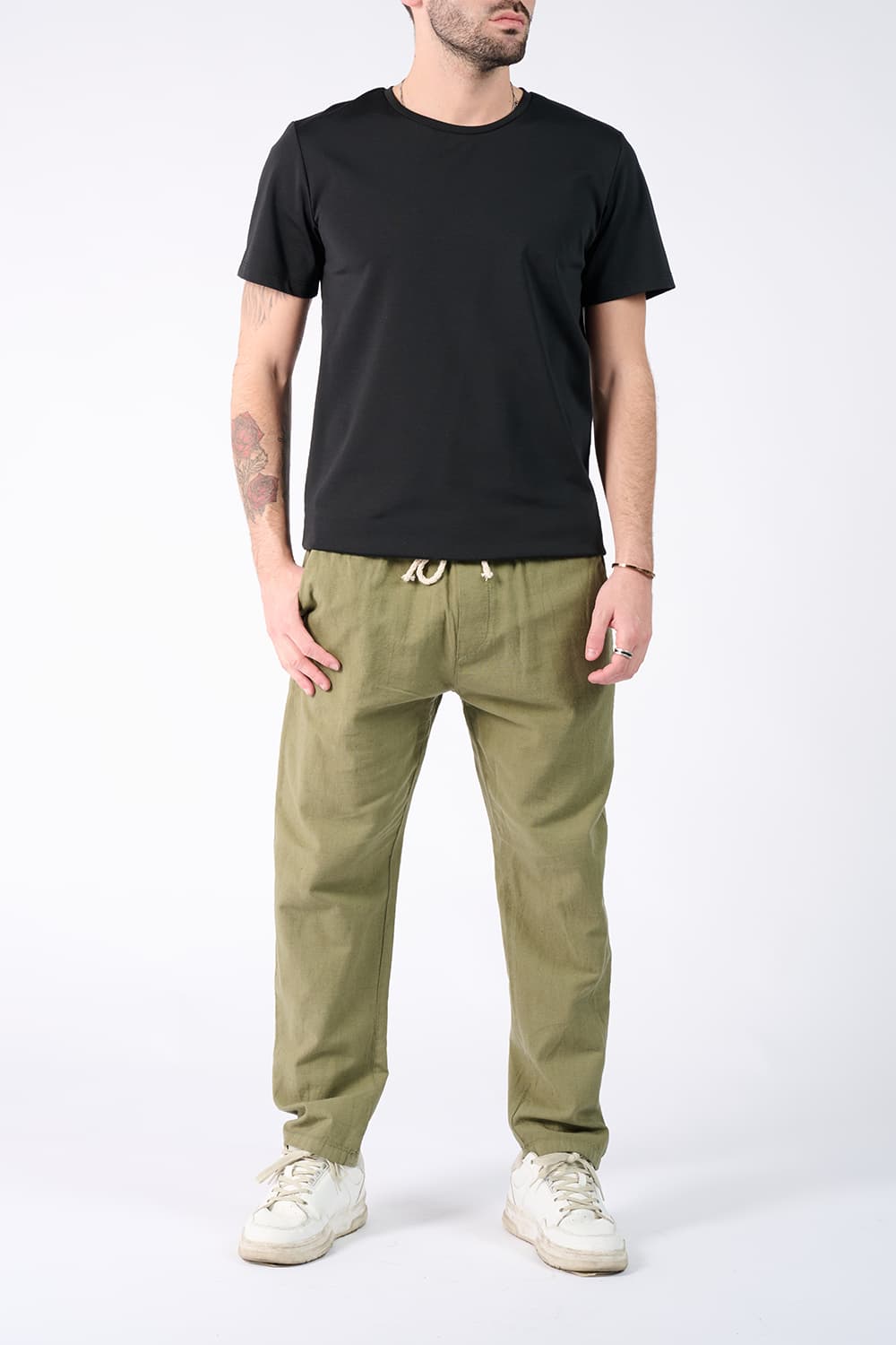 Linen Trousers with Elastic man Barone firenze - 2