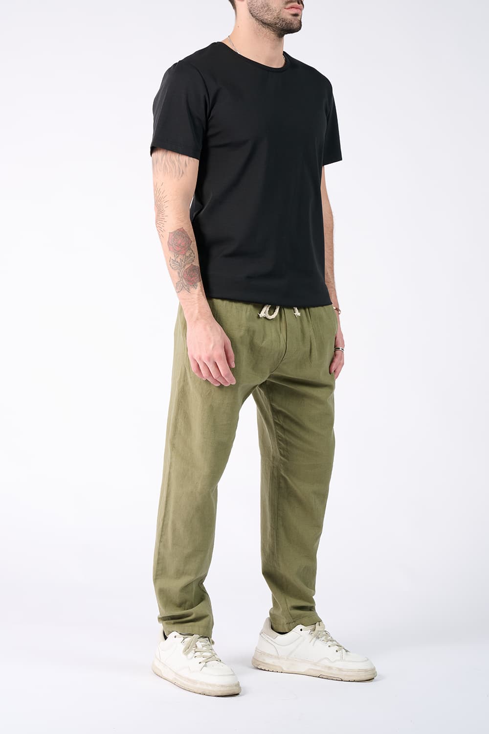 Linen Trousers with Elastic man Barone firenze - 3