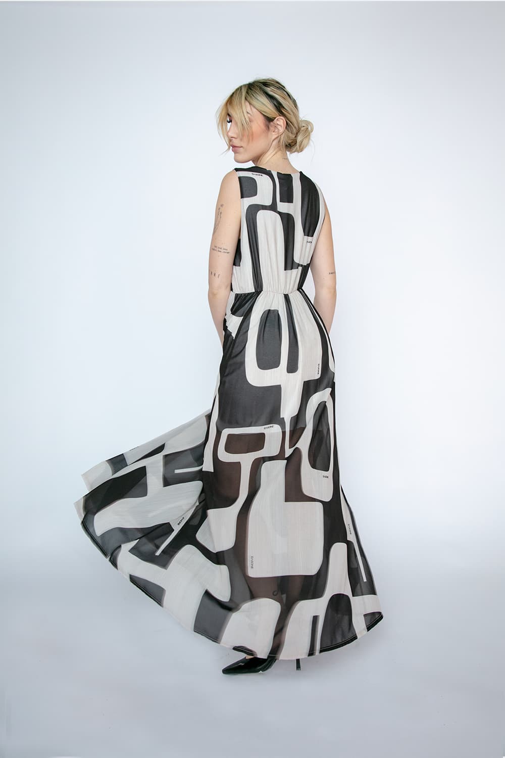 Long Dress With Slit Black donna Barone firenze - 2