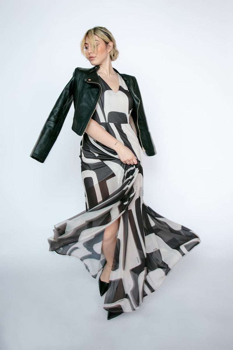 Long Dress With Slit Black donna Barone firenze - 1