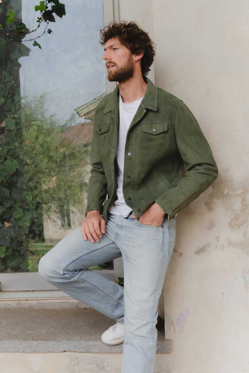 Ale Green Suede Men’s Jacket unisex Barone firenze - 6