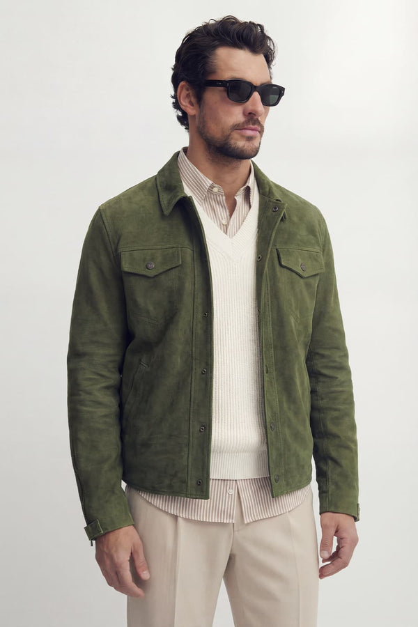 Ale Green Suede Men’s Jacket unisex Barone firenze
