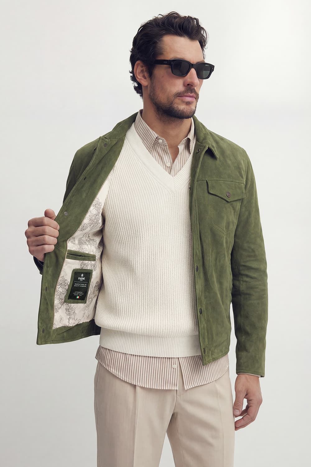 Ale Green Suede Men’s Jacket unisex Barone firenze - 8