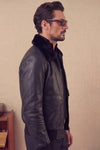 Aviator Black Leather Jacket man Barone firenze - 8