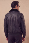Aviator Black Leather Jacket man Barone firenze - 15