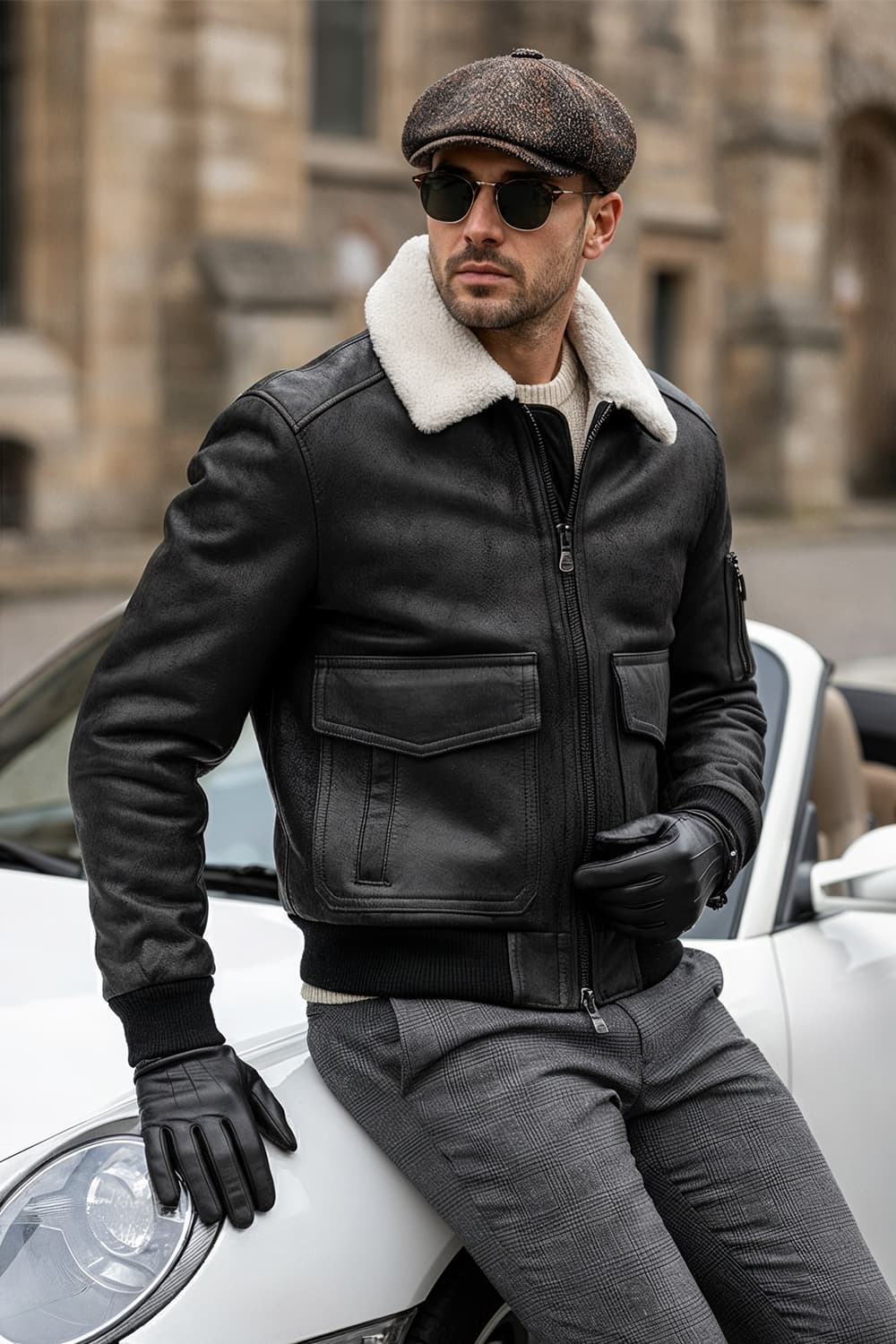Aviator Shearling Style Black man Barone firenze - 3