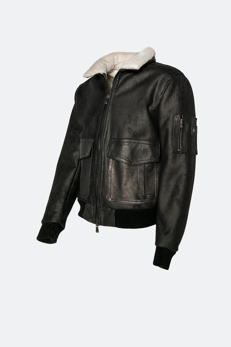 Aviator Shearling Style Black man Barone firenze - 5