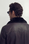 Aviator Black Leather Jacket man Barone firenze - 14