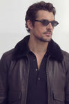 Aviator Black Leather Jacket man Barone firenze - 12