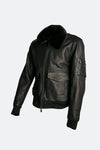Aviator Black Leather Jacket man Barone firenze - 9