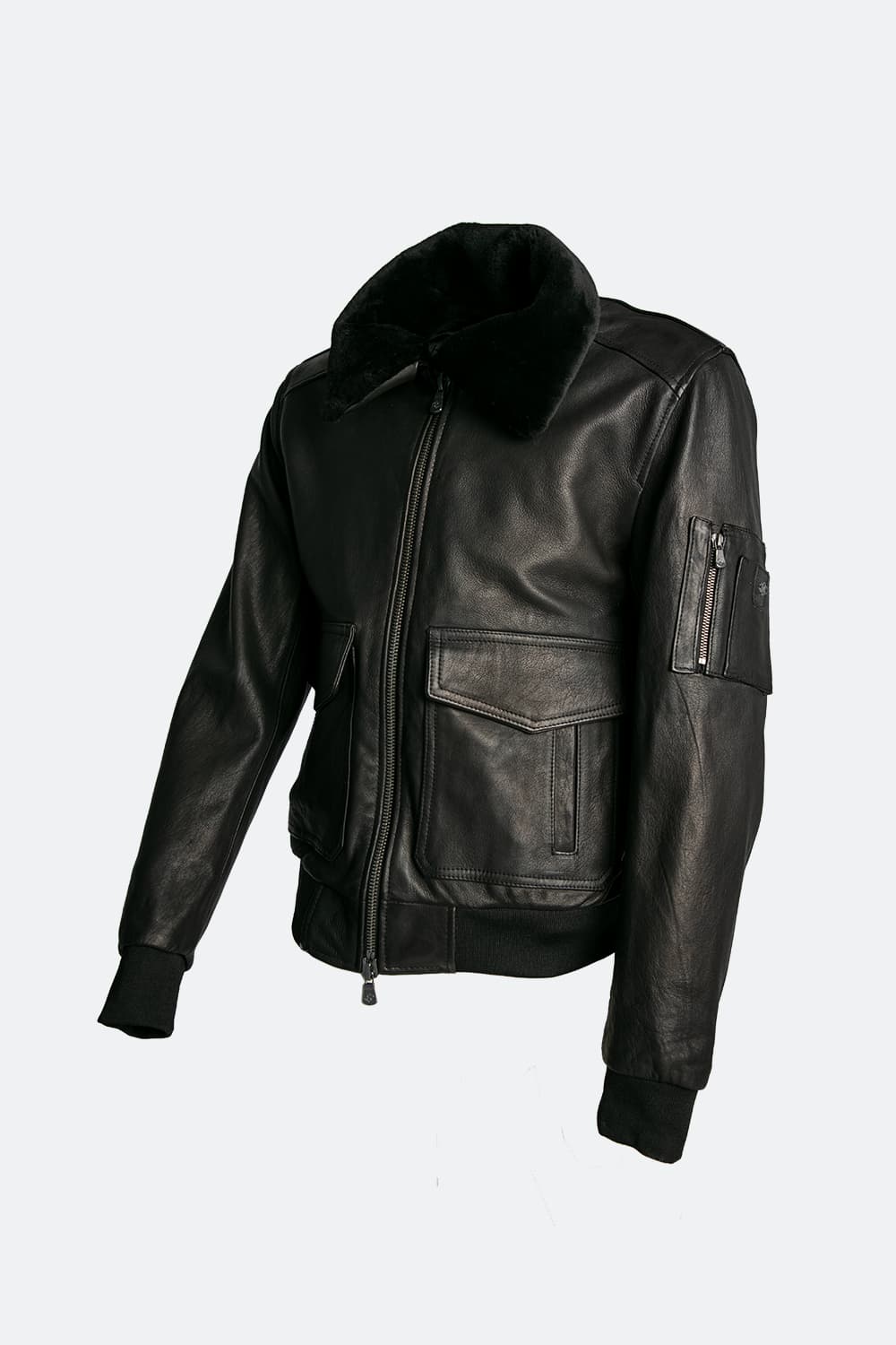 Aviator Black Leather Jacket man Barone firenze - 9