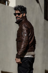 Aviator Dark Brown Leather Jacket man Barone firenze - 16