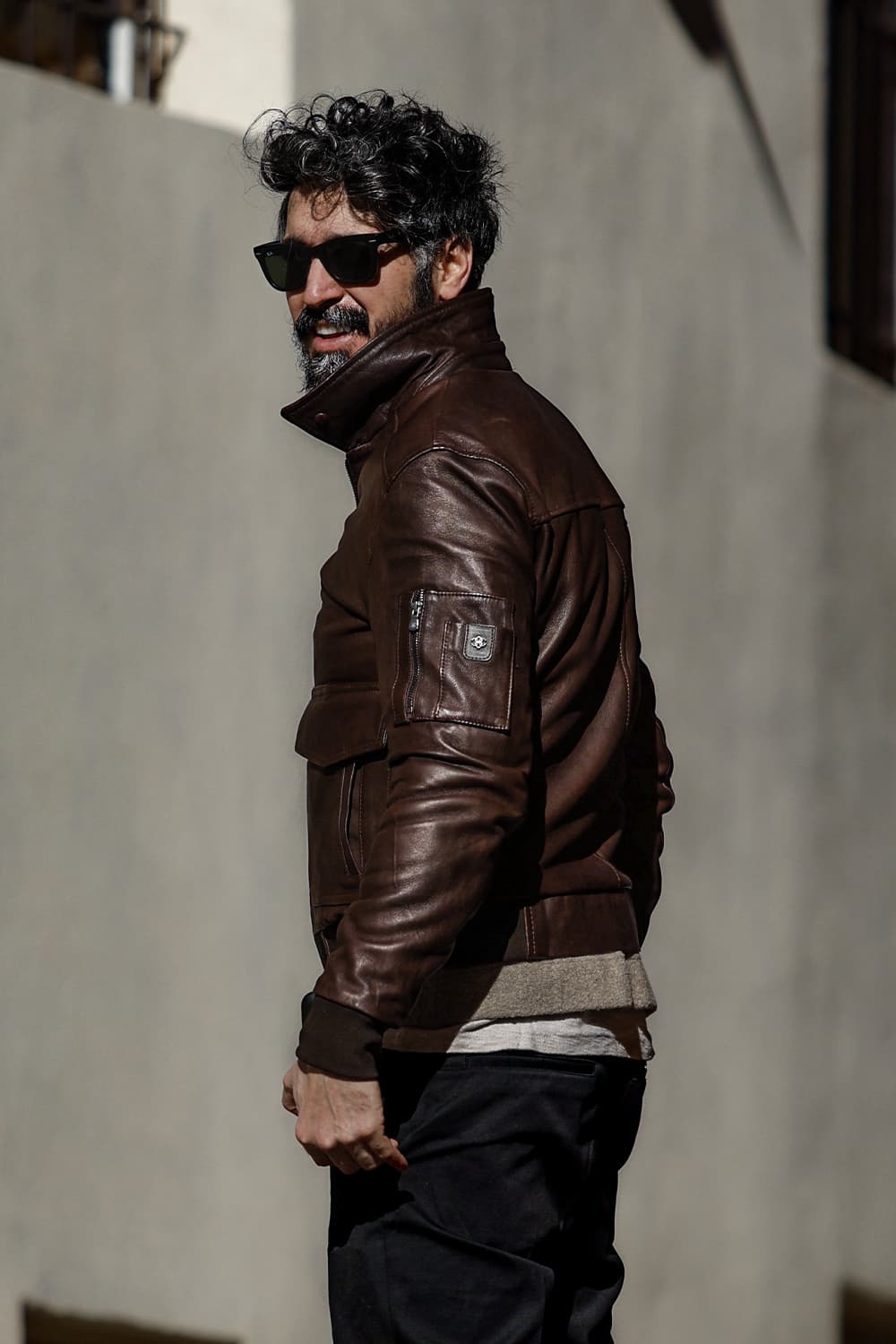 Aviator Dark Brown Leather Jacket man Barone firenze - 16