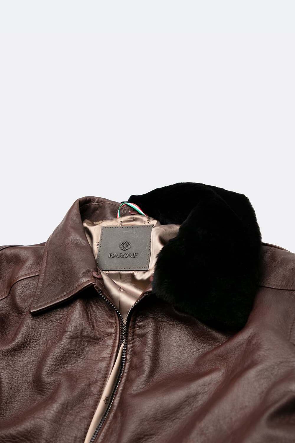 Aviator Dark Brown Leather Jacket man Barone firenze - 10