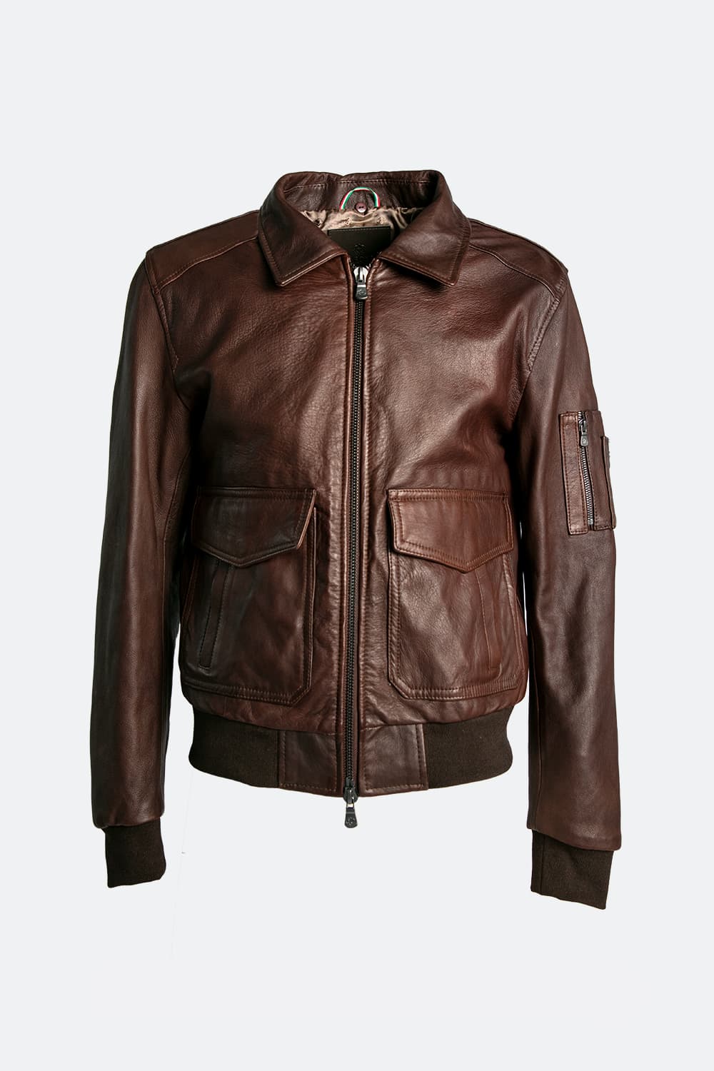 Aviator Dark Brown Leather Jacket man Barone firenze - 15