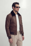 Aviator Dark Brown Leather Jacket man Barone firenze - 11