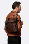 BRN - 050 Backpack in Dark Brown unisex Barone firenze - 5
