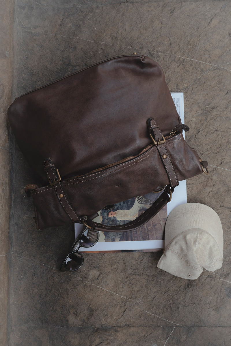 BRN - 050 Backpack in Dark Brown unisex Barone firenze - 4