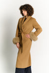 Cappotto Lungo Con Cintura e Manicotti Cammello woman Barone firenze - 3