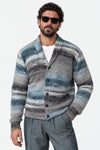 Cardigan Mélange Grigio Denim da Uomo man Barone firenze - 3