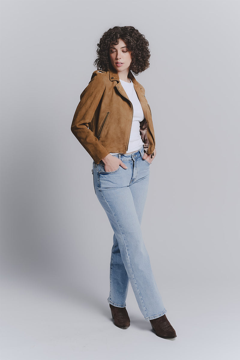 Women's Bis Suede Cognac Jacket woman Barone firenze - 3