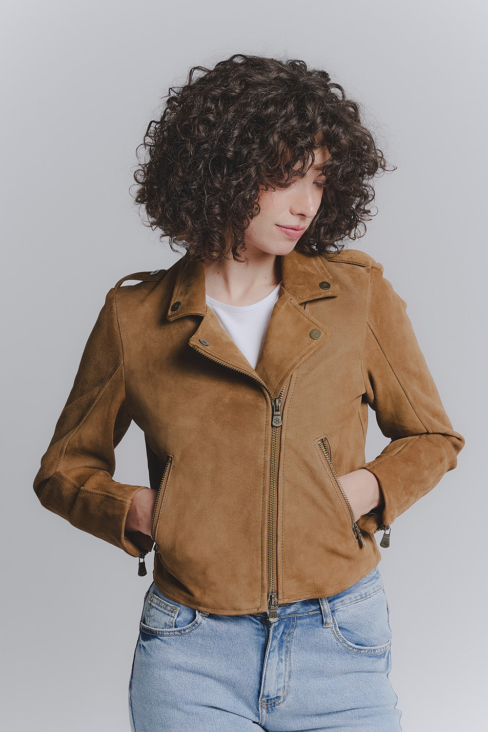 Women's Bis Suede Cognac Jacket woman Barone firenze - 1