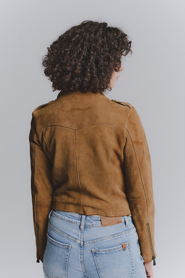 Women's Bis Suede Cognac Jacket woman Barone firenze