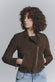 Women's Suede Biker Jacket Dark Brown woman Barone firenze - 1