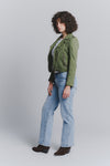 Women's Nail Biker Jacket Green Suede woman Barone firenze - 2