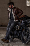 Chiodo Shearling Style Dark Brown unisex Barone firenze - 5