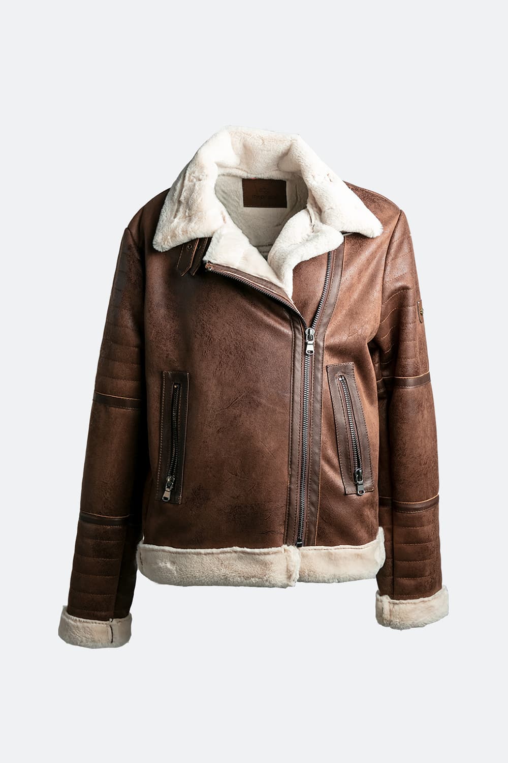 Chiodo Shearling Style Women's Dark Brown unisex Barone firenze - 2
