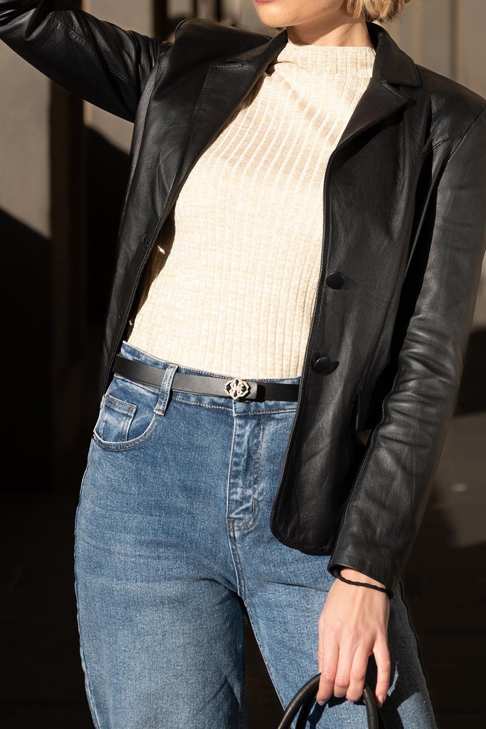 Mini Logo Belt Black woman Barone firenze - 3