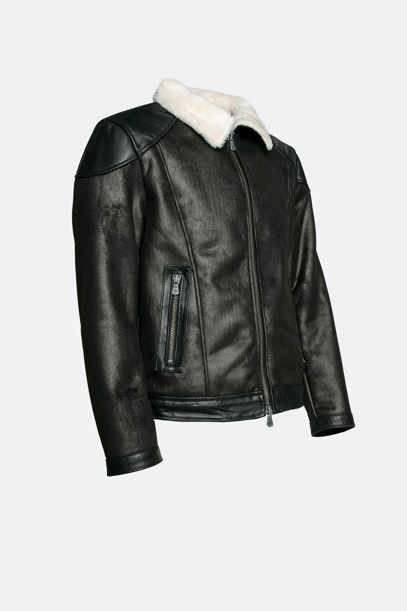 Elton Gold Colletto Shearling Style Nero Panna man Barone firenze - 3